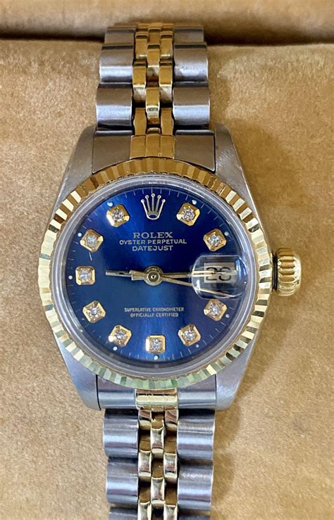 women's blue face rolex with diamonds